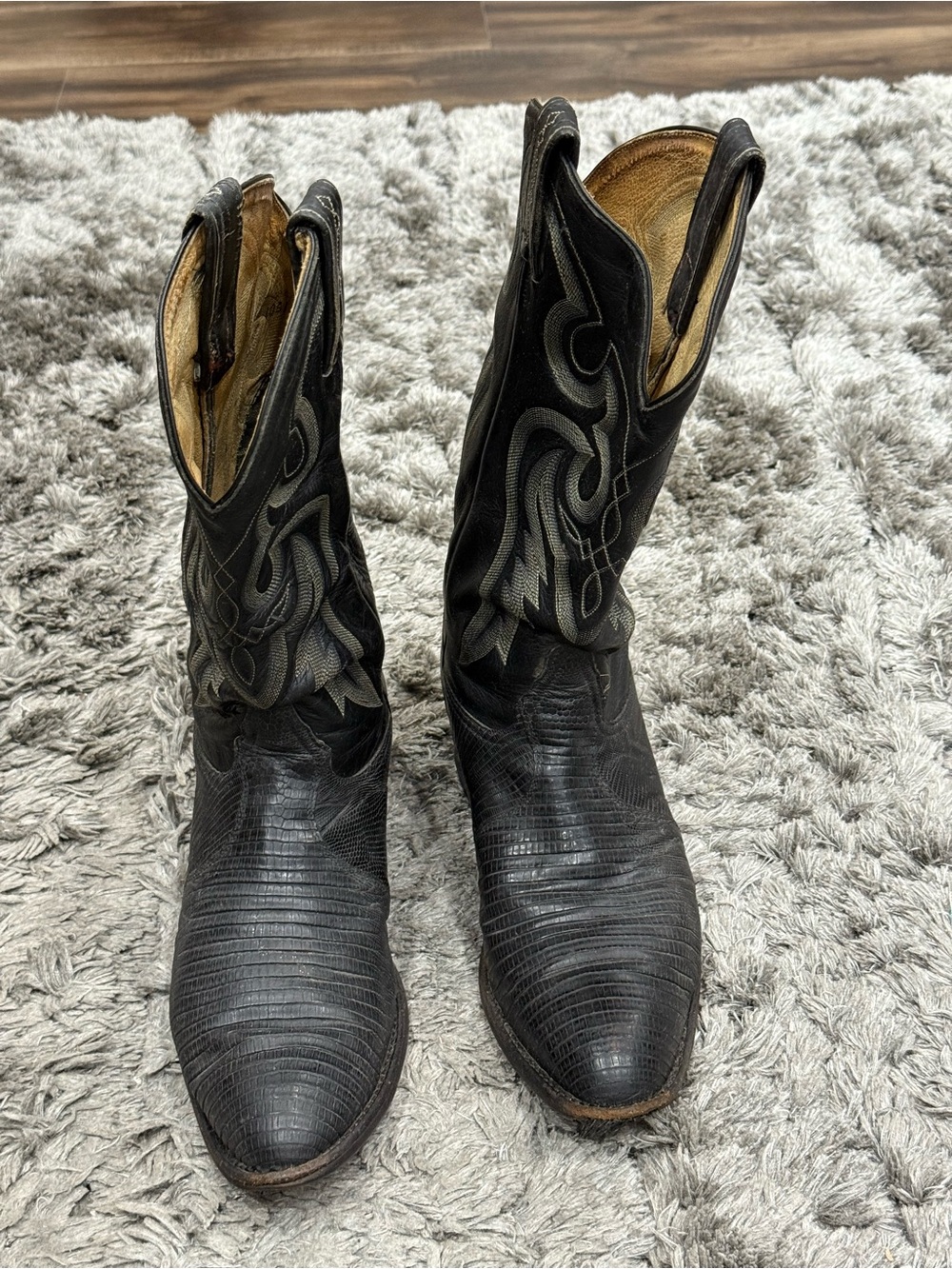 TONY LAMA Leather & Lizard Western Boots